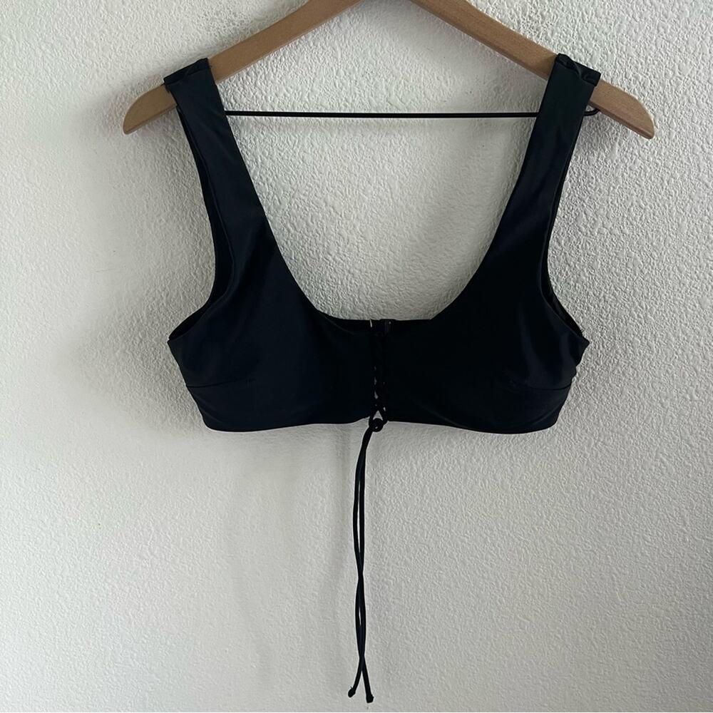 Aerie Black Padded Bikini Top Scoop Style Swim Separate Large